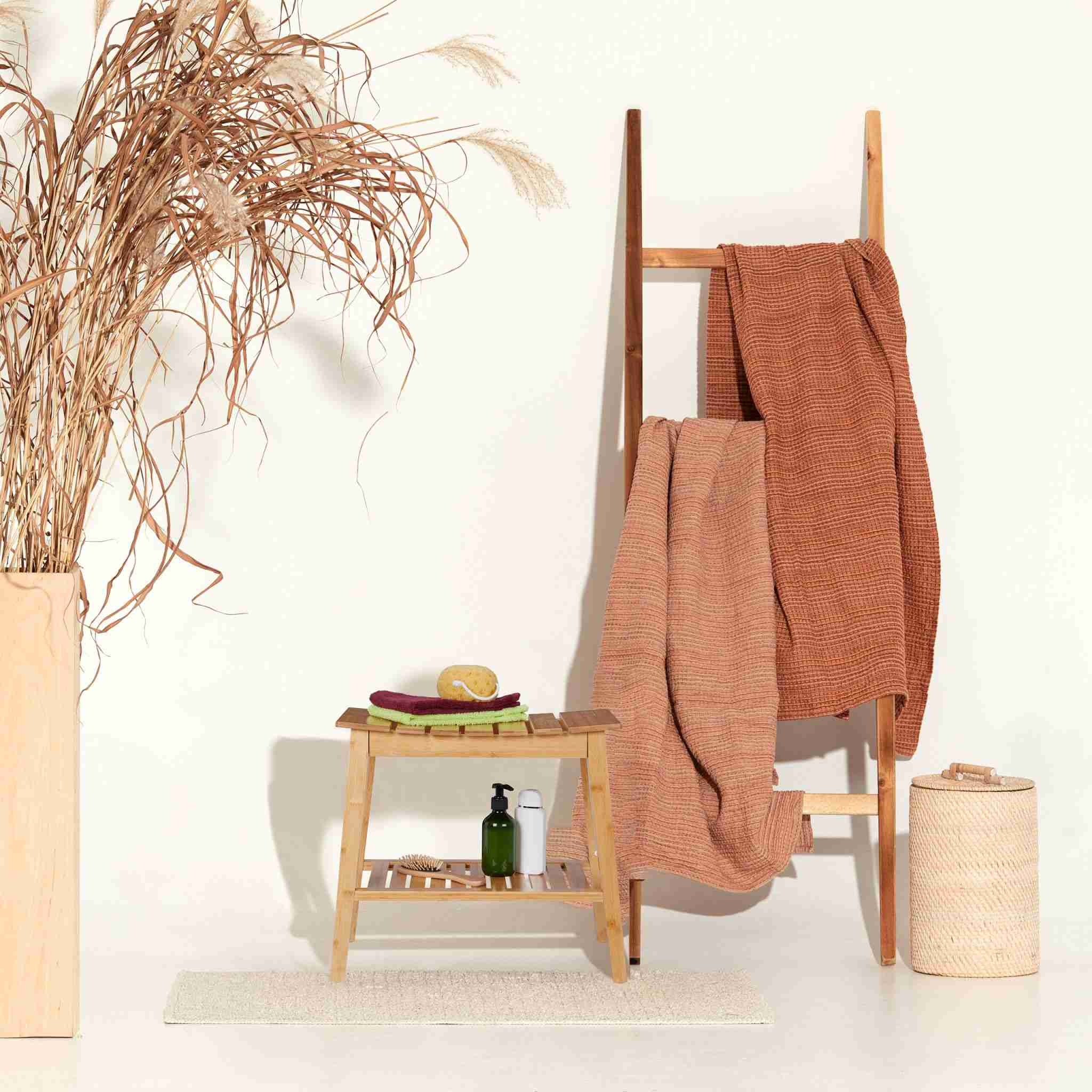 🌿 Natural Bamboo Bathroom Bench with Storage Shelf 🛁