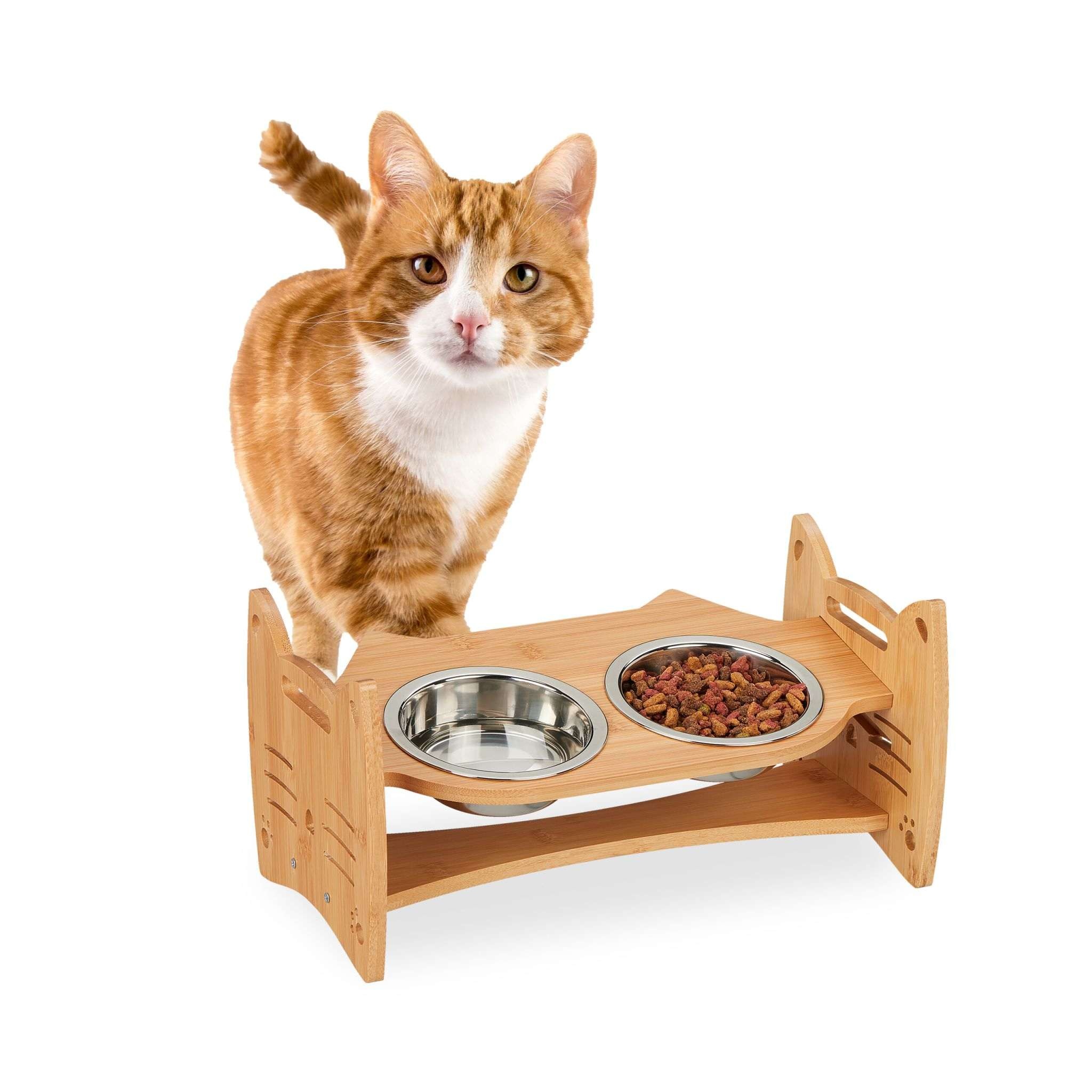 Comfortable and Clean Mealtime for Your Pets – Adjustable Bamboo ...